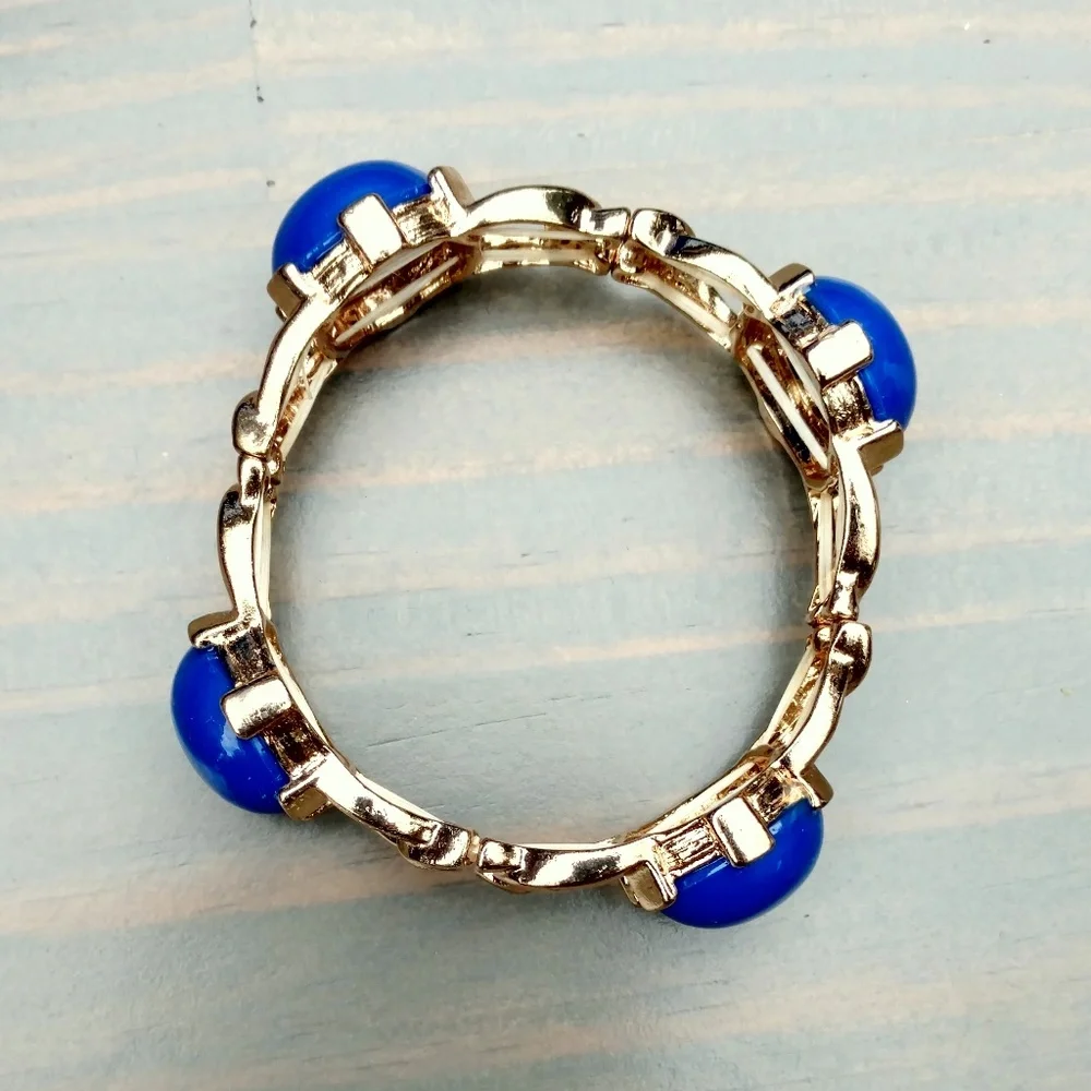 gold and royal blue stretch bracelet